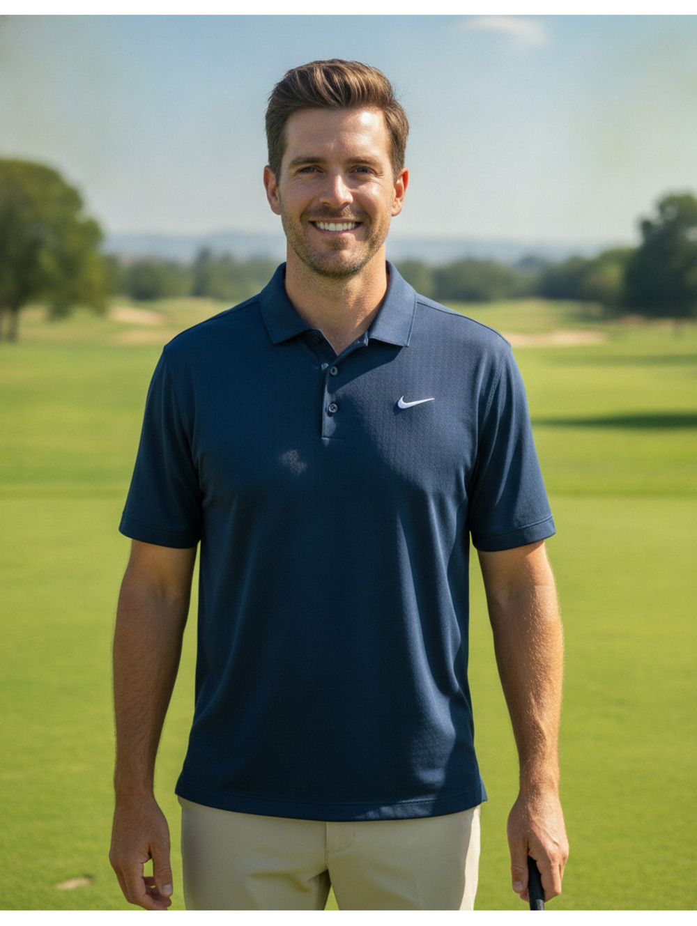 Two Nike Golf Dri-FIT Tour Performance XXL Navy Blue Polo Shirts